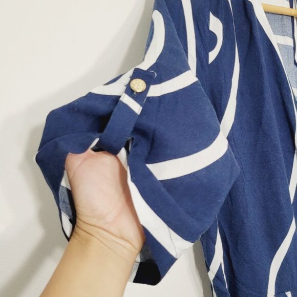 Escapada Living Romper Shorts One Piece Jumper Navy Blue White Tide S New - Picture 4 of 12